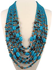 Stunning 8 Strands Of Turquoise Necklace | Semi Precious Stone Necklaces