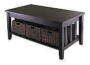 Winsome Morris Coffee Table with 3-Foldable Basket