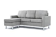 » Modern Soft Brush Microfiber Sectional Sofa – Small Space Configurable Couch (Grey)