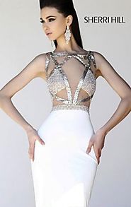 2014 Ivory Beaded Open Back Fitted Homecoming Dress by Sherri Hill 11035 [Sherri Hill 11035] - $182.00 : 2016 Prom Dr...