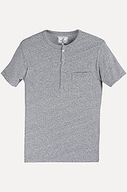 Buy Solid Sports Grey Henley T-Shirt for Men at Zobello