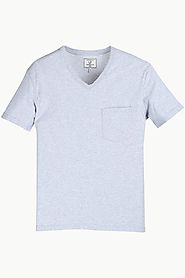 Buy Light Grey V-Neck Half Sleeve Cotton T-shirt for Men at Zobello