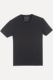 Online Solid Black Round Neck Basic T-Shirt for Men at Zobello