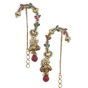 Smoke Golden ethnic loop hook earrings with red and green stones. SMER537