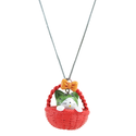 ANGEL GLITTER DUMPY TINY KITTEN IN RED BASKET PENDANT WITH CHAIN