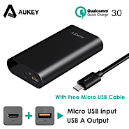 AUKEY Quick Charge 3.0 Power Bank 10050mAh Battery Two Way Quick Charging