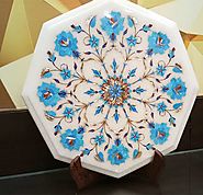 Marble Inlaid Table Tops Having Turquoise Stone Work