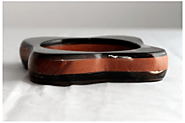BULLHORN AND WOOD SQUARE ROUNDED DESIGN BRACELET 1" THICKNESS