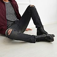Ανδρικό τζην με σκισίματα μαύρο ξεθωριασμένο 5064 | Ανδρικά τζιν, jeans παντελόνια | toRouxo.gr