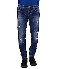 Ανδρικό τζιν παντελόνι με σκισίματα μπλε σκούρο C191 | Ανδρικά τζιν, jeans παντελόνια | toRouxo.gr