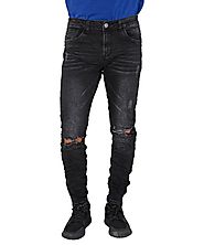Ανδρικό τζιν παντελόνι με σκισίματα μαύρο AD7217A | Ανδρικά τζιν, jeans παντελόνια | toRouxo.gr