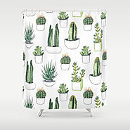 watercolour cacti and succulent Shower Curtain