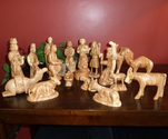 Hand Carved Olive Wood Nineteen Piece Nativity Set - Matte Finish