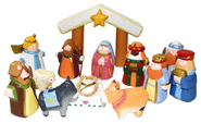 Wood Carved Nativity Sets for Home Holiday Decorating