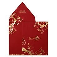 RED MATTE SCREEN PRINTED WEDDING INVITATION : S-833 - 123WeddingCards