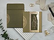 DEEP GREEN SHIMMERY PAISLEY THEMED - FOIL STAMPED WEDDING INVITATION : IN-8230L - 123WeddingCards