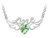 Amazon.com: Adorable Genuine 18k White Gold Plated Hollow Style Letter Love Angel Wings with Heart Shaped Peridot Gre...