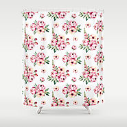 Pink Flower Party Pattern Shower Curtain