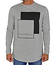 Ανδρική μακρυμάνικη μπλούζα με στάμπα γκρι 06310L | Ανδρικές μακρυμάνικες μπλούζες | toRouxo.gr