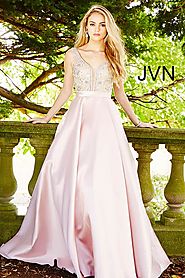 Blush Embellished Bodice A-Line Prom Gown JVN60696
