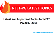 NEET PG 2018 Latest and Important Topics for NEET PG 2017-2018