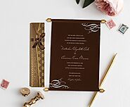 BROWN VELVET WEDDING INVITATION : CSC-5016I - IndianWeddingCards