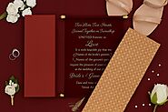 BURGUNDY VELVET WEDDING INVITATION : CSC-5008D - IndianWeddingCards
