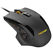 TeckNet HYPERTRAK Programmable Laser Gaming Mouse with 16400 DPI, 10 Programmable Button, Weight Tuning Cartridge, 5 ...