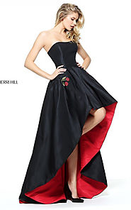 2017 Cheap Sherri Hill 51035 Black/Red Strapless Hi-low Dress For Sweet 16 [Sherri Hill 51035 Black/Red] - $175.00 : ...