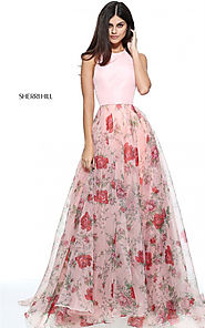 2017 Princess Blush Halter Neck Floral Print Long Dress By Sherri Hill 51201 [Blush Sherri Hill 51201] - $270.00 : Ch...