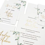 WHITE MATTE SCREEN PRINTED WEDDING INVITATION : GREEN_VINES - 123WeddingCards