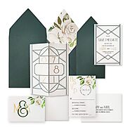 WHITE MATTE FLORAL THEMED - SCREEN PRINTED WEDDING INVITATION : LUSTROUS_NIGHT - 123WeddingCards