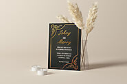 BLACK GOLD MATTE FOIL STAMPED WEDDING INVITATION : PERIPHERY - 123WeddingCards