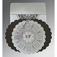 SILVER SHIMMERY FLORAL THEMED - EMBOSSED WEDDING CARD : CD-8238A - IndianWeddingCards