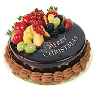 Order/Send Christmas Chocolate Fruit Cake One Kg Online Same Day Delivery - OyeGifts.com