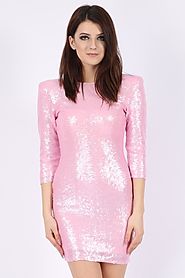 Long Sleeve Pink Sequin Bodycon Dress at Missi London - Perfect Style for Adorable Beauties This Party Season - Missi...