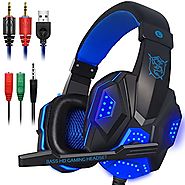 Gaming Headset with Mic and LED Light for Laptop Computer, Cellphone, PS4 and so on, DLAND 3.5mm Wired Noise Isolatio...