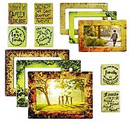 Family 12 Piece Premium Quality Magnetic Picture Frames and Refrigerator Magnets with Inspirational Quotes Photo Coll...