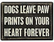 Primitives by Kathy Box Sign, 3-Inch by 4-Inch, Dogs Paw Prints
