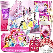 Disney Princess Party Supplies Ultimate Set (150 Pieces) -- Party Favors, Birthday Party Decorations, Plates, Cups, N...