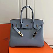 Hermes Birkin 25cm Original Togo leather bag Linen blue