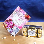 Buy/Send Birthday Greeting Card with Ferrero Rocher Chocolate - YuvaFlowers
