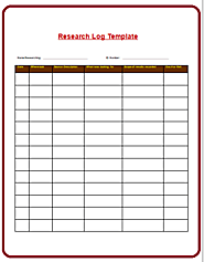 Research Log Template | Prepared in MS Word | Free Log Templates