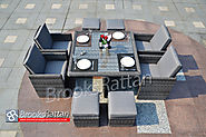 Serena Premier 4 Seat Cube including 4 Storage Footstools in Grey Rattan