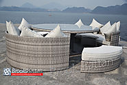 Champagne Space-saving Cylinder Dining Set in Mixed Grey Rattan