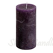 1 Elegant Rustic Purple Marble Finish Pillar Candle 3x6 Unscented