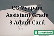 CG Vyapam Assistant Grade 3 Admit Card 2018 Check DEO Exam Date