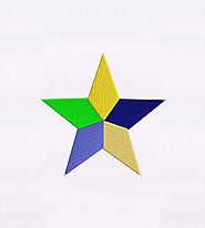 Blue, Yellow and Green Star Embroidery Design | EMBMall