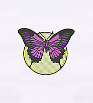 Moonlit Purple Butterfly Embroidery Design | EMBMall