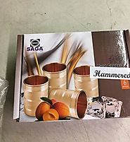 SET OF 6 COPPER GLASS (CUP / TUMBLER) GIFT PACK